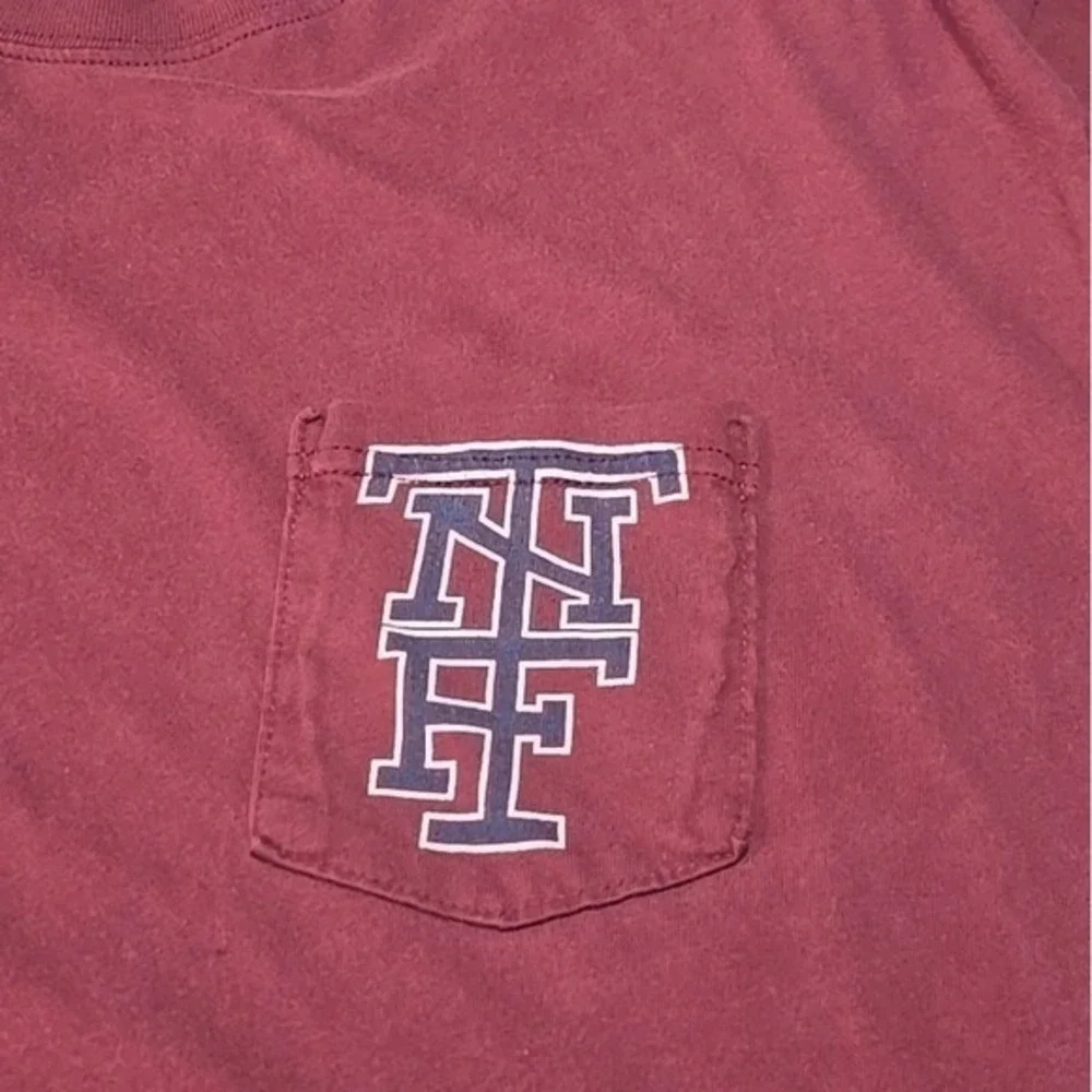The North Face Pocket T-Shirt Mens XL Graphic Monogram Logo Burgundy Red XL FLAW